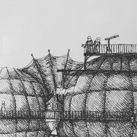 Another detail from Pirate Rig "Stickleback". A new airship from my exhibition @corridorgallery #brighton. Until 29th May. #cloudtoparchipelago #airship #dirigible #hotairballoon #steampunk #fantasyart #penandink #penandinkdrawing #rotring  #fineliner  #rohrerandklingner #aaronhowdle #illustration #illustrator #hatching