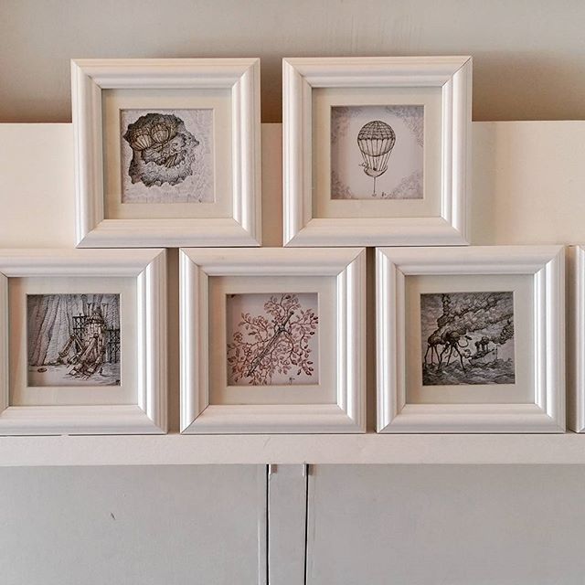 My exhibition @corridorgallery #brighton has some small affordable art as well as the large expensive pieces. These small framed original drawings are £45 each. #brightonfestival #brightonfringe #cloudtoparchipelago #penandink #rotring #rohrerandklingner #illustration #drawing #automaton #airship