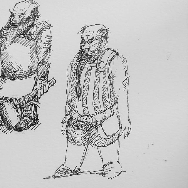 Another inky dwarf sketch.  #dwarffortress #rpg #dungeonsanddragons #denizens #inktober #inktober2016 #sketchbook #sketch #sketchaday #penandink #penandinkdrawing #rotring #fineliner