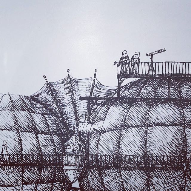 Detail from a pirate airship! #penandink #penandinkdrawing #cloudtoparchipelago #rotring #airship #dirigible #steampunk #fineliner #fantasyart #illustration #rohrerandklingner #aristo #ink