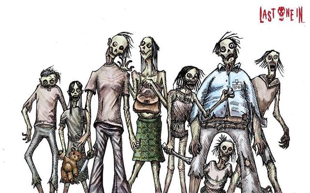 Zombies by me,  for @lastonein_game , a deck building card game coming to @kickstarter soon. #kickstarter #zombies #walkingdead #dawnofthedead #penandink #penandinkdrawing #cardgame #deckbuilding #illustration #boardgames