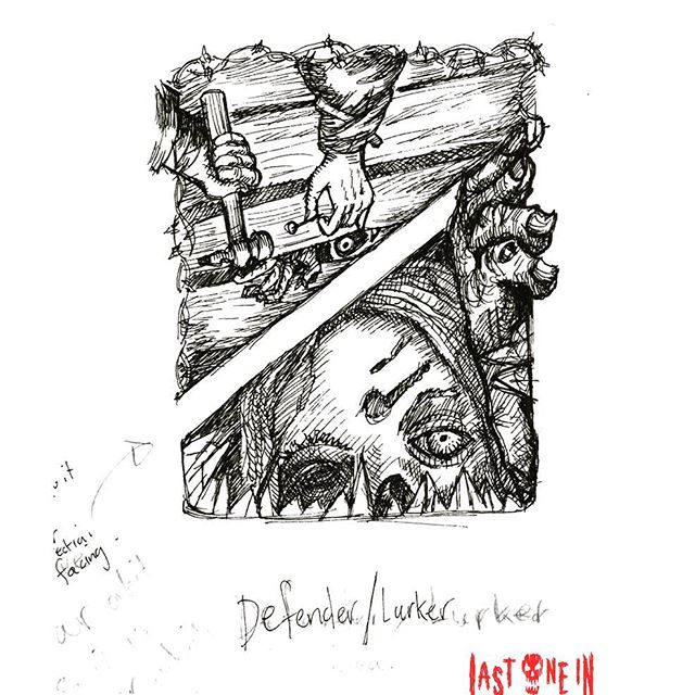 Zombie #sketchbook #drawing for @lastonein_game , our zombie card game. Now live on #kickstarter! https://tinyurl.com/y7actuzt #penandink #sketch #zombies #undead #cardgame #boardgame #tabletop #gamesnight #horrorart #zombieapocalypse #survivalhorror