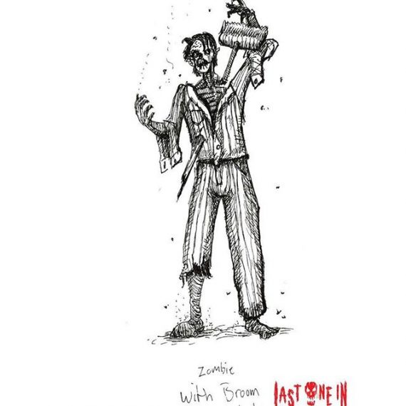 Broom Zombie #sketchbook #drawing for @lastonein_game , our zombie card game. Now live on #kickstarter! https://tinyurl.com/y7actuzt #penandink #sketch #zombies #undead #cardgame #boardgame #tabletop #gamesnight #horrorart #zombieapocalypse #survivalhorror