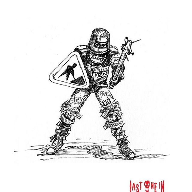 A Defender sketch for @lastonein_game . Back us on kickstarter:  https://tinyurl.com/y7actuzt #penandink #sketch #zombies #undead #cardgame #boardgame #tabletop #gamesnight #horrorart #zombieapocalypse #survivalhorror