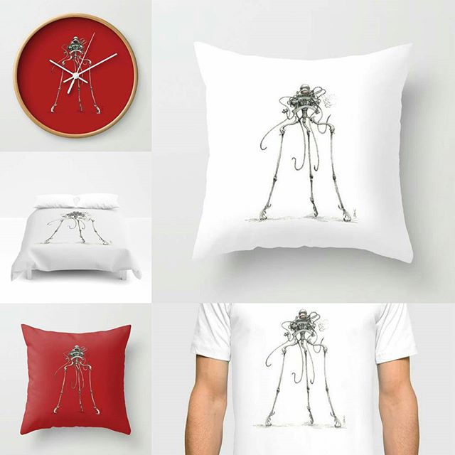 Tripod queen stuff! Buy here: https://society6.com/aaronhowdle/s?q=popular+home&page=1 #martian #hgwells #steampunk #homedecor #penandink #scifi #victorian