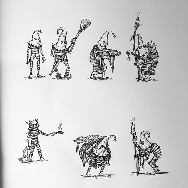 Sketchbook stuff- minions for the Sorcerer’s Enclave  #sketchbook #penandink #fantasyart #oldhammer #rotring #aristo