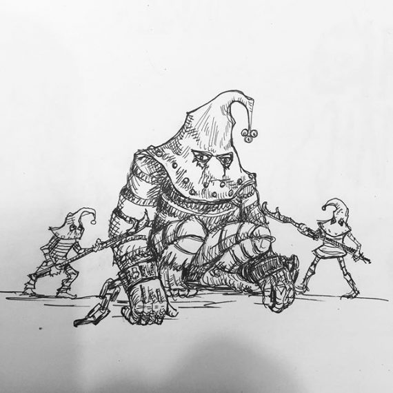 Another idea for Sorcerer’s Minions stretch goal miniatures. #mage #wizards #dungeonsanddragons #oldhammer #wathammer #rotring #sketchbook #fantasyart